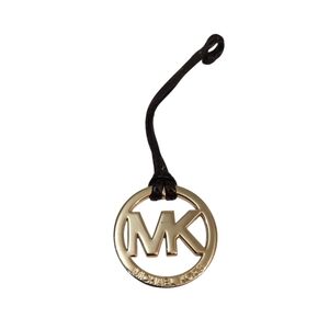 Michael Kors MK  Hanging Charm Gold Tone With Black Leather